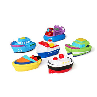 JUNSHEN Bath Toys Floating Bath Boat Toys(6PCS),Baby Soft Bath Time Toys,Bathtub Learning Bathtub Pool Toys and Soft Bath Toys for Toddlers