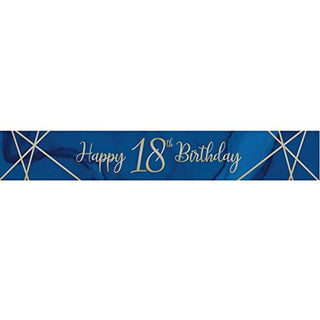 Creative Party J033 Blue and Gold Happy 18th Birthday Foil Banner-1 Pc