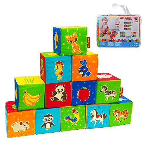 MACIK 12 Soft Blocks for kids - Farm+ZOO+Sea-baby Stacking toys baby D –  Stabeto