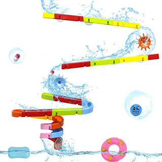 Bath Toys Toddler Bath Water Pipe Slide Games with 20 Pcs DIY Bath Tracks with Suction Cups Marble Run Bath Toys Educational Toys for Kids Boys Girls 3 4 5 6 Years Old
