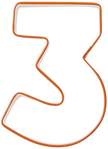 Creative Party K1463/O Orange Number 3 Poly-Resin Cookie Cutter-1 Pc, Steel