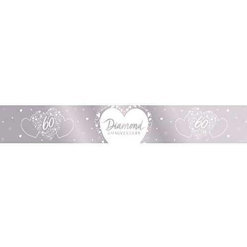 Creative Party J057 Diamond Anniversary Silver Foil Banner-1 Pc