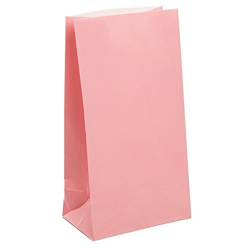 Unique Party 59001 - Baby Pink Paper Party Bags, Pack of 12