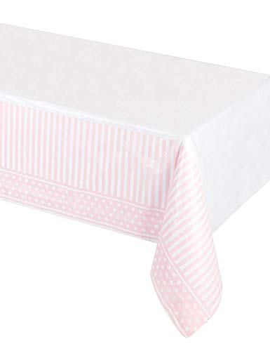 Creative Party M320 Pink and Gold Border Print Plastic Tablecover-1 Pc