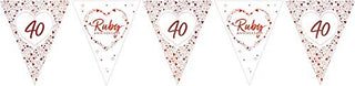 Creative Party J049 Ruby Anniversary Foil Stamped Paper Flag Bunting-1 Pc