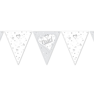 Creative Party M263 Pearl Anniversary Silver Paper Flag Bunting-1 Pc, Multicolor