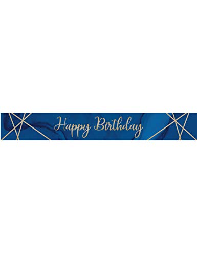 Creative Party J032 Blue and Gold Happy Birthday Foil Banner-1 Pc