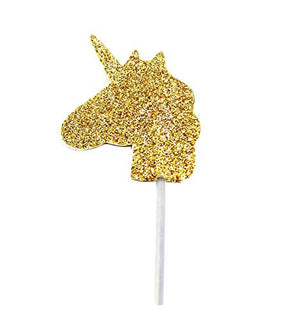 Creative Party M556 Gold Unicorn Head Topper-12 Pcs