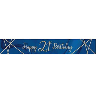 Creative Party J034 Blue and Gold Happy 21st Birthday Foil Banner-1 Pc
