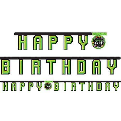 Creative Party PC336671 Video Party Game On Happy Birthday Jointed Banner-1 Pc, Green