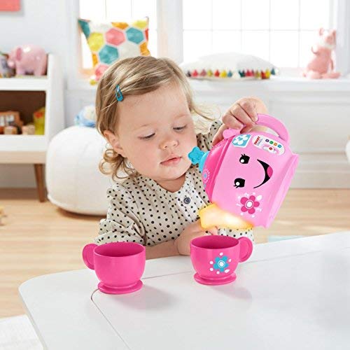Fisher-Price DYM76 Laugh and Learn Sweet Manners Tea Playset, Toddler Role Play Tea Set Toy for Children with Educational Shape Sorter, Suitable 18 Months Plus