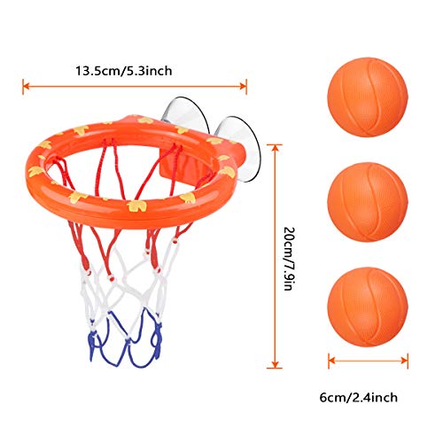 WEARXI Baby Bath Toys Fun Bathtub Shooting Game for Kids, Toddler Basketball Hoop Gift Set, Bath Toys for Boys and Girls 1-4 Years Old Boys included 3 Mini Basketball