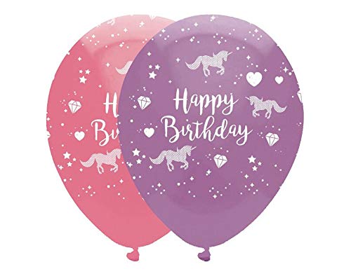 CRAFTY CAPERS RB303 Unicorn Happy Birthday Latex Balloons-6 Pcs