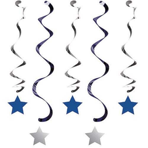 Creative Party PC322239 Blue and Silver Twinkle Little Star Hanging Decorations-5 Pcs
