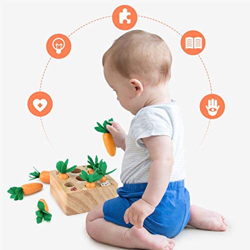 XIAPIA Radish Wooden Toys for 1 2 3 Year Old Boys Girls Montessori First Birthday toys for baby toddler