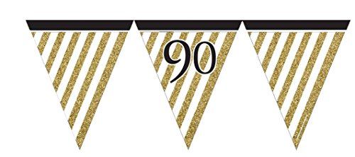 Creative Party M277 Gold Stripes & Black 90 Paper Pennant Banner-1 Pc