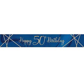 Creative Party J037 Blue and Gold Happy 50th Birthday Foil Banner-1 Pc