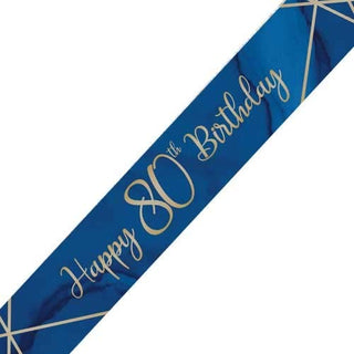 Creative Party J040 Blue and Gold Happy 80th Birthday Foil Banner-1 Pc