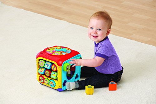 VTech Sort & Discover Baby Activity Cube, Baby Play Centre, Educational Baby Musical Toy with Shapes Sorting, Sound Toy with Different Music Styles for Babies & Toddlers From 9 Months+, Boys & Girls