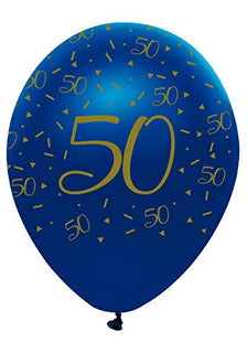 Creative Party RB332 Blue and Gold 50" Latex Balloons-6 Pcs