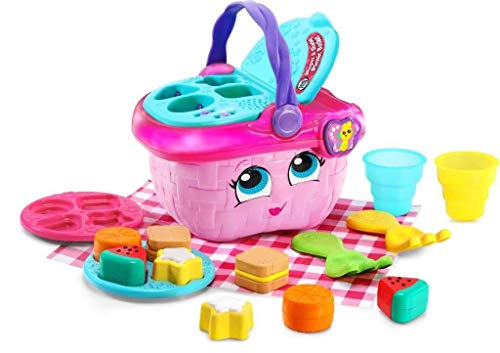 LeapFrog 603603 Shapes & Sharing Picnic Basket Baby Toy Educational and Interactive 16 Pieces for Creative and Learning Play For Boys & Girls 6 months, 1,2,3 Year Olds, Pink, One Size