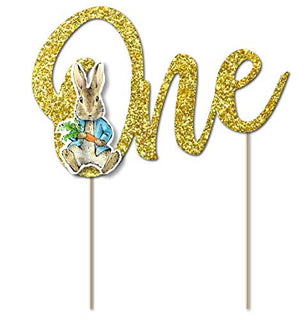 Creative Party J003 Peter Rabbit Gold Glitter One Cake Topper-1 Pc