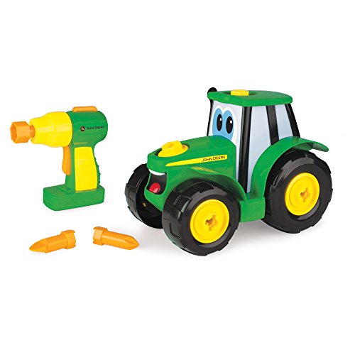 John Deere Build A Johnny Tractor | 16 Piece Building Farm Toy Car | Tractor Toy With Motorised Drill For 18 Months, 2, 3 & 4 Years Old Boys & Girls
