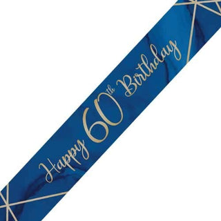 Creative Party J038 Blue and Gold Happy 60th Birthday Foil Banner-1 Pc