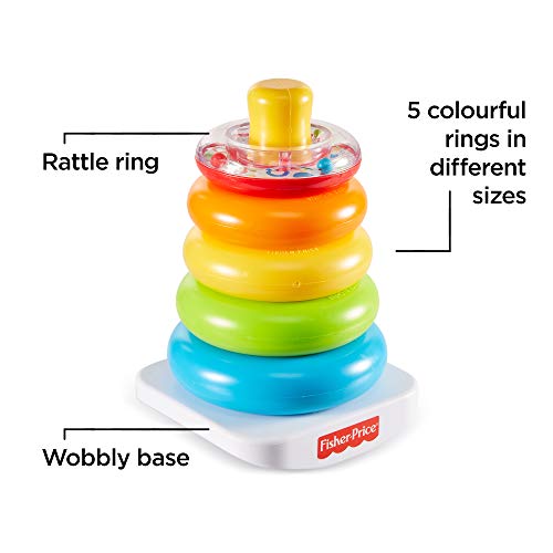 Fisher-Price FHC92 Rock-A-Stack, Baby Educational Stacking Toy Rings, Suitable for 6 Months Plus