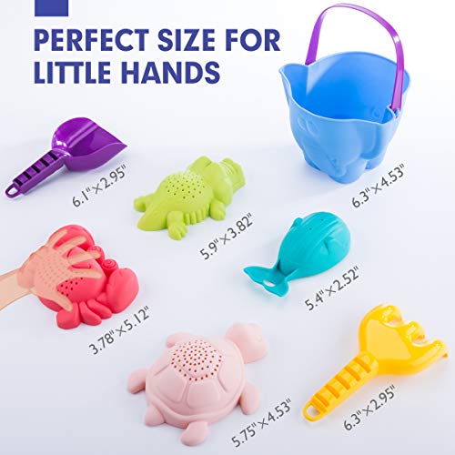 CubicFun Beach Toys Play Sand Toys for Toddlers Baby Bath Toys Animal Bucket and Spade Set Water Beach Toys for Kids Girls Boys 1 2 3 Year Old Play Sand for Kids- 7 Pcs