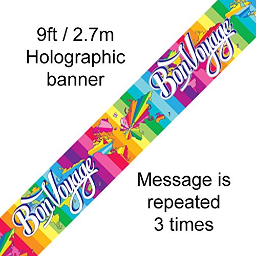 Bon Voyage Foil Party Banner 2.7m Long Holographic Brightly Coloured