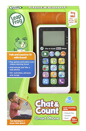 Leapfrog Chat and Count Smart Phone, Scout, Kids Mobile Phone, Educational Toy, Baby Sensory Play, Gift for Children Aged 18 Months, 1, 2, 3, 4 Years, Multicolour