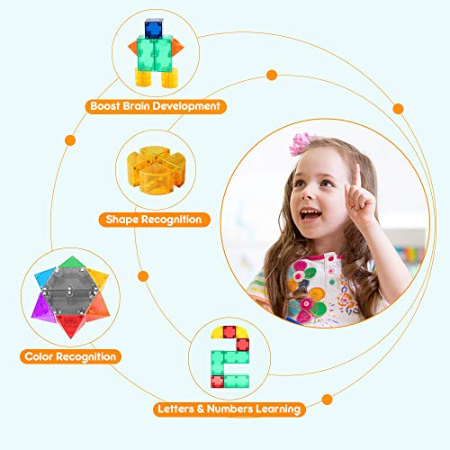 VATOS Magnetic Building Toys STEM Magnet Tiles Toys for Kids 3+, Creativity & Educational 3D Building Blocks Set of 44 Pieces of 8 Shapes, Magnet Toy Gift for 3-12 Boys and Girls Birthday (44PCS)