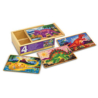 Melissa & Doug Dinosaurs Puzzles in a Box | Puzzles | Wooden Toy | 3+ | Gift for Boy or Girl