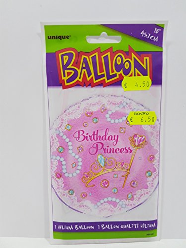 Unique Party 58147 18" Foil Jeweled Pink Princess Balloon, Multi-Colour, One Size