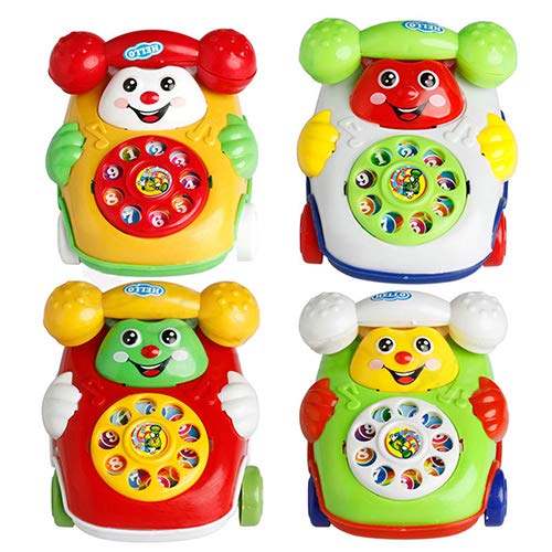 Geminimall Baby Telephone Toys Toddler Pull Along Toy Phone with Numbers and Sounds for 1 Year Old Developmental Educational Toy for Baby Boys and Girls Christmas/Birthday Gift Random Color