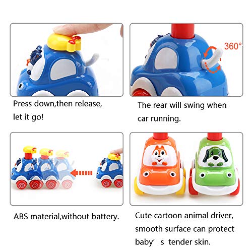 Toddler Toy Cars, Amy&Benton Assorted 4PCS Press & Go Toy Car Gifts for Baby Boys 1 2 3 Years Old