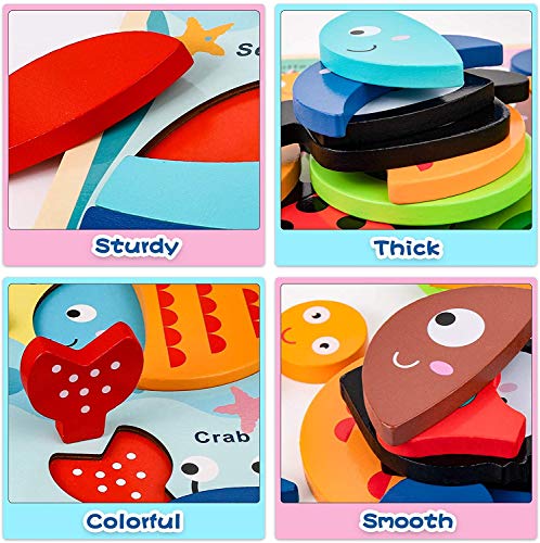Felly Wooden Puzzles Toys for 1 Year Old Girls, Animals and Cars Jigsaw Puzzle for 2, 3 Years Old Kids Boys and Girls, Baby Toys Sensory Shapes Learning Educational Toys, Gift for Christmas Birthday