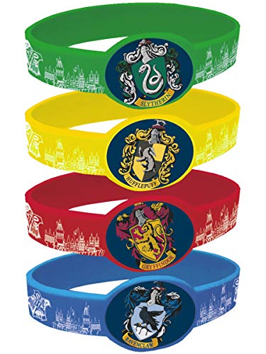 Unique Party 59068 Warner Bros Harry Potter Silicone Wristband Party Bag Fillers, Pack of 4
