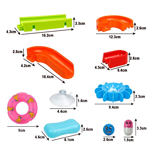 Nuheby Bath Toys Bath Track Game Shower Toys Bath Watermill Toy Bath Time Multicoloured Diy Sucking Orbit with Suction Cups Kids Boys Girls Toys 3 4 5 Years Old