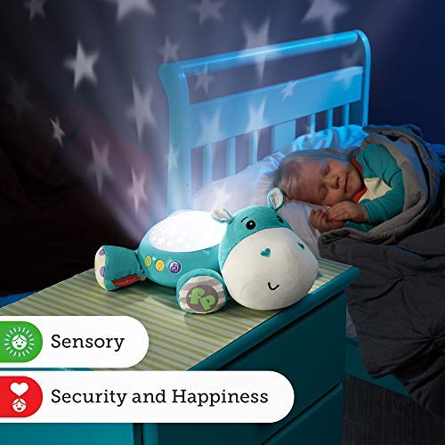 Fisher-Price CGN86 Hippo Plush Projection Soother, New-Born Soft Light Projector White Noise Toy