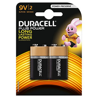 Duracell MN1604 Plus Power 9v Batteries, 2 Batteries