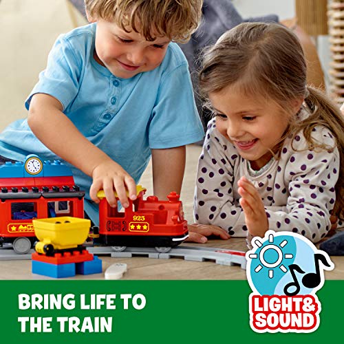 LEGO 10874 DUPLO Town Steam Train for Toddlers, Light and Sound, Push and Go Battery Powered Toy for Kids Age 2-5