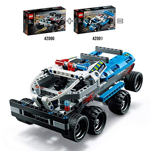 LEGO 42090 Technic Getaway Truck with Pull-Back Motor, Monster Truck Model, Building Set for 7+ Years Old Boys and Girls