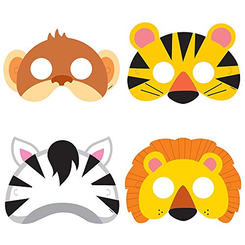 Unique Party 52161 - Animal Jungle Party Masks, Pack of 8