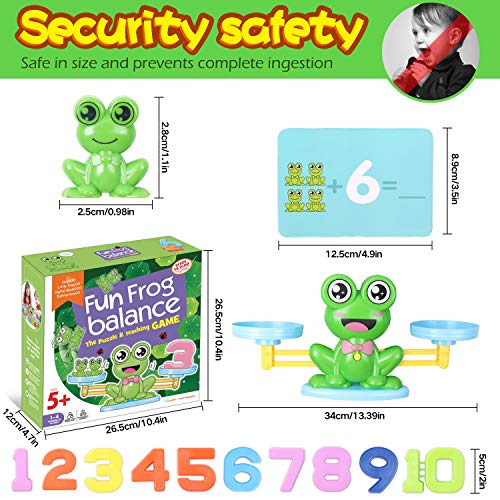 Hiveseen 64Pcs Frog Balance Math Game, Math Educational Toys for Kid Toddler, STEM Montessori Preschool Counting Toys Gift for Boys Girls 3-9 Years Old
