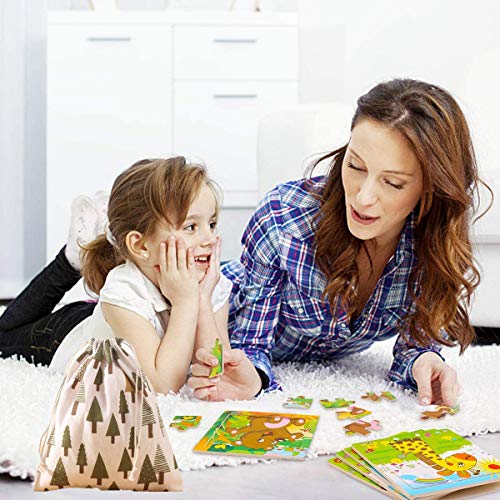 Felly Wooden Jigsaw Puzzles, Jigsaw Puzzles for Kids, Preschool Educational Montessori Learning Toys Set Animals Puzzles for 2 3 4 Years Old Toddler Boys and Girls (6 Pack)