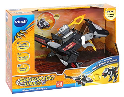 VTech Switch & Go Dinos, Commander Blister the Velociraptor Kids Toy, Interactive Preschool Dinosaur Toy that Switches Into Helicopter, Educational Toy for Children Boys & Girls 3, 4, 5, 6+ Year Olds