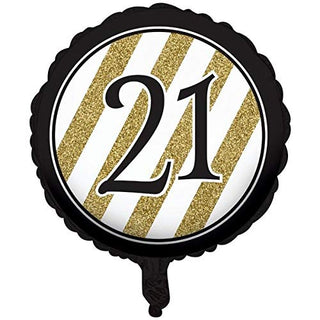 Black and Gold Foil Balloon '21'