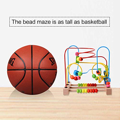 Lewo Animal Bead Maze Roller Coaster Colorful Abacus Circle Toy Early Educational Toys Wooden Baby Toddler Toys for Kids Boys Girls